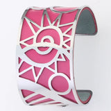 Stainless Steel Bangle with Interchangeable Leather, Geometry Bracelet Femme