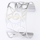 Stainless Steel Bangle with Interchangeable Leather, Geometry Bracelet Femme