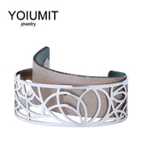 Titanium Stainless Steel Cuff Bracelet Women Geometric Pattern