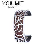 Titanium Stainless Steel Cuff Bracelet Women Geometric Pattern