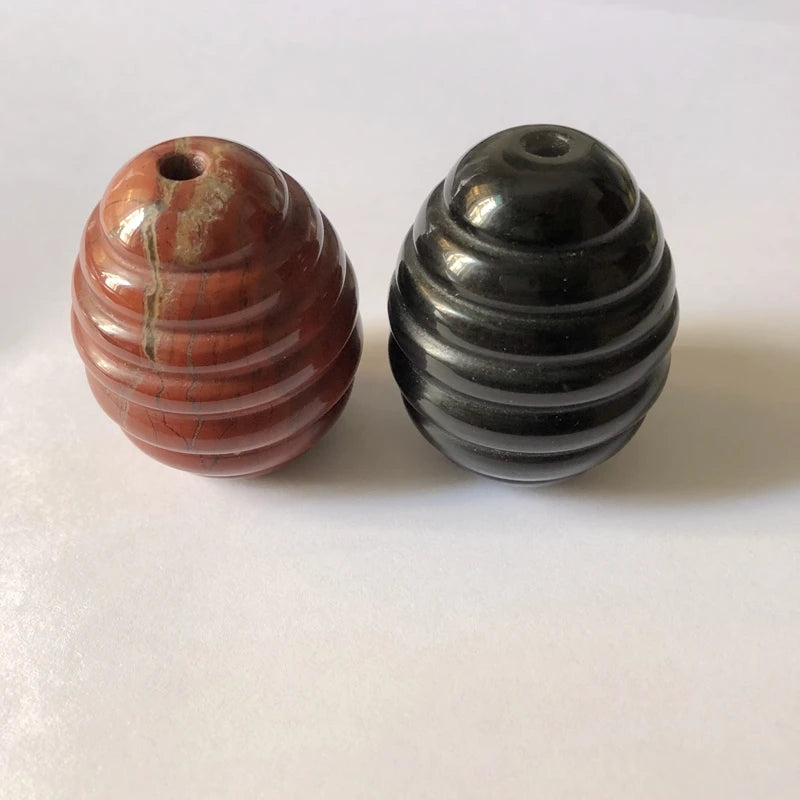 Natural Red Jaspe & Obsidian Yoni Egg Set