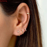 YooFaning 925 Silver Ear Stud C Shape Zircon Cartilage Huggie Earrings