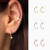 YooFaning 925 Silver Ear Stud C Shape Zircon Cartilage Huggie Earrings