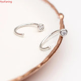 YooFaning 925 Silver Ear Stud C Shape Zircon Cartilage Huggie Earrings