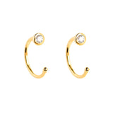 YooFaning 925 Silver Ear Stud C Shape Zircon Cartilage Huggie Earrings