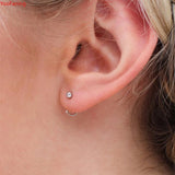 YooFaning 925 Silver Ear Stud C Shape Zircon Cartilage Huggie Earrings