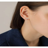 Yoofaning 925 Silver V Diamond Stud Earrings