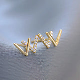 Yoofaning 925 Silver V Diamond Stud Earrings