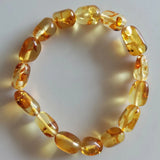 Amber Bracelet for Women Natural Flower Plant Oval Beads Jewelry