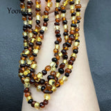 4mm Natural Amber Bracelet Women Multilayered Sweater Chain Necklace