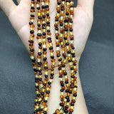 4mm Natural Amber Bracelet Women Multilayered Sweater Chain Necklace