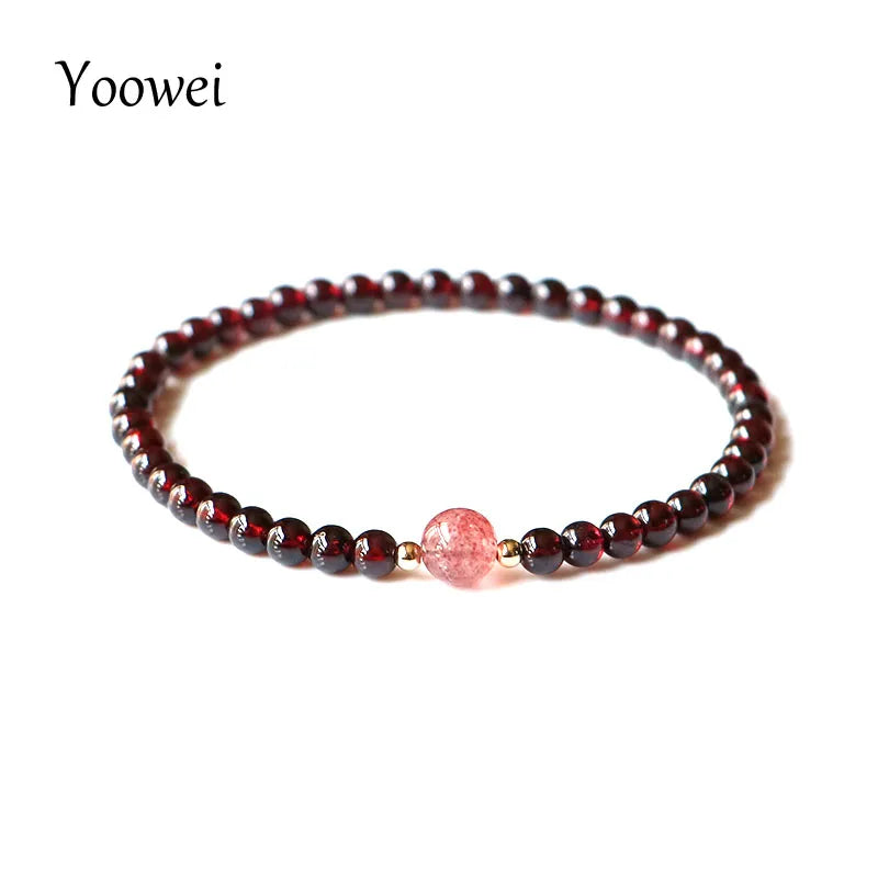 4mm 5A Garnet Bracelet for Girls Gift Round Mini Tiny Jewelry