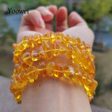 Amber Bracelet for Women Elastic Stretch Style Stone Chips Bead