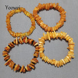 Amber Bracelet for Women Men Mother Gift Elastic Stretch Style Irregular Stone
