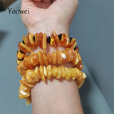 Amber Bracelet for Women Men Mother Gift Elastic Stretch Style Irregular Stone