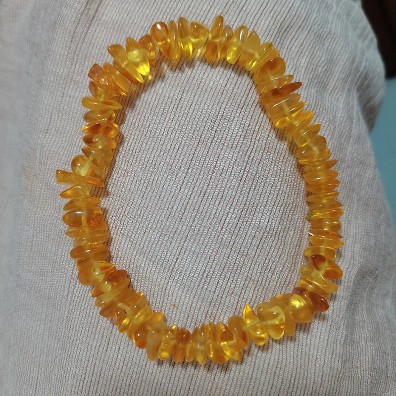 Amber Bracelet for Women Men Mother Gift Elastic Stretch Style Irregular Stone