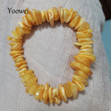 Amber Bracelet for Women Men Mother Gift Elastic Stretch Style Irregular Stone
