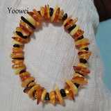 Amber Bracelet for Women Men Mother Gift Elastic Stretch Style Irregular Stone