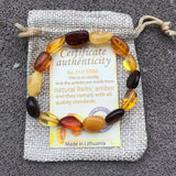 Natural Amber Bracelet for Women 100% Bead Multicolor Gem Amber Jewelry