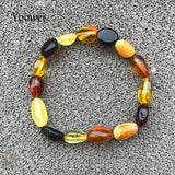 Natural Amber Bracelet for Women 100% Bead Multicolor Gem Amber Jewelry