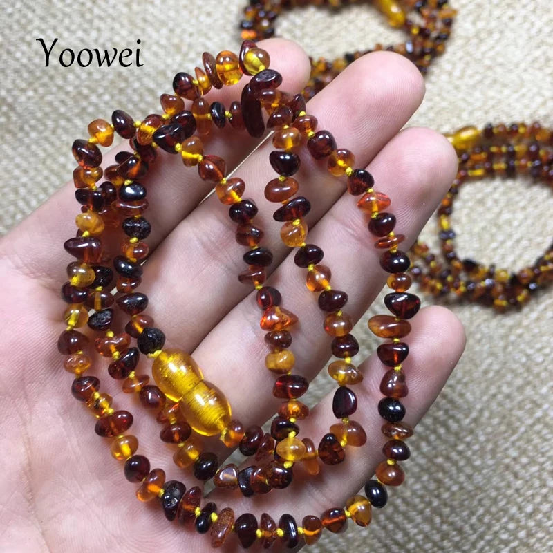 Amber Layered Bracelet with Irregular Beads Knot