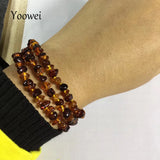 Amber Layered Bracelet with Irregular Beads Knot