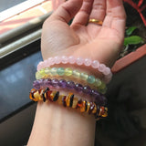 Beaded Bracelet Unisex Amethyst Rose Quartz Tiger Eye Lapis Lazuli Agate