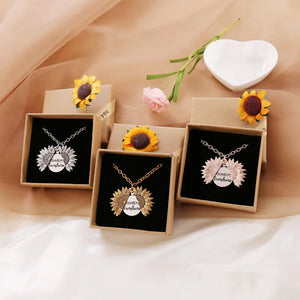 Sunflower Necklace You Are My Sunshine Rose Silver Pendant