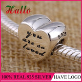 You Are So Loved Heart Charm 925 Silver Bead for Bracelet