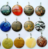 35mm Gem Stone Pendant Beads, Double Puffy Agate Jasper, Tiger Eye Jewelry