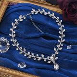 YouLaPan HN03 Marquise Rhinestone Necklace Bridal Chorker Chain Wedding Pendant