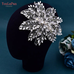 Wedding Floral Hair Clip Big Flower Headpieces Bridal Tiara Side Hairpin