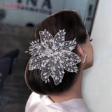 Wedding Floral Hair Clip Big Flower Headpieces Bridal Tiara Side Hairpin