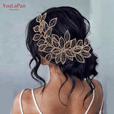 Bridal Headband Leaf Shape Headpiece Wedding Hair Accessories Rhinestone Tiara
