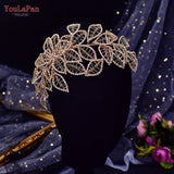 Bridal Headband Leaf Shape Headpiece Wedding Hair Accessories Rhinestone Tiara
