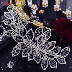 Bridal Headband Leaf Shape Headpiece Wedding Hair Accessories Rhinestone Tiara
