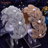 HP366 Rhinestone Bridal Tiara & Headdress Pearls Headwear