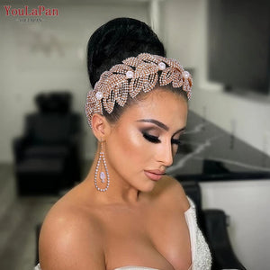 HP366 Rhinestone Bridal Tiara & Headdress Pearls Headwear