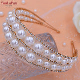 HP400 Pearl Headband Bride Tiara Head Jewelry for Wedding Hair Accessories