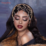 Golden Woman Head Hoop Bridal Hair Ornaments Rhinestone Headband