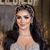 Golden Woman Head Hoop Bridal Hair Ornaments Rhinestone Headband