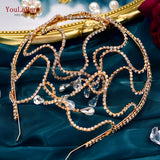 Golden Woman Head Hoop Bridal Hair Ornaments Rhinestone Headband