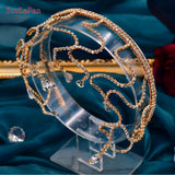 Golden Woman Head Hoop Bridal Hair Ornaments Rhinestone Headband