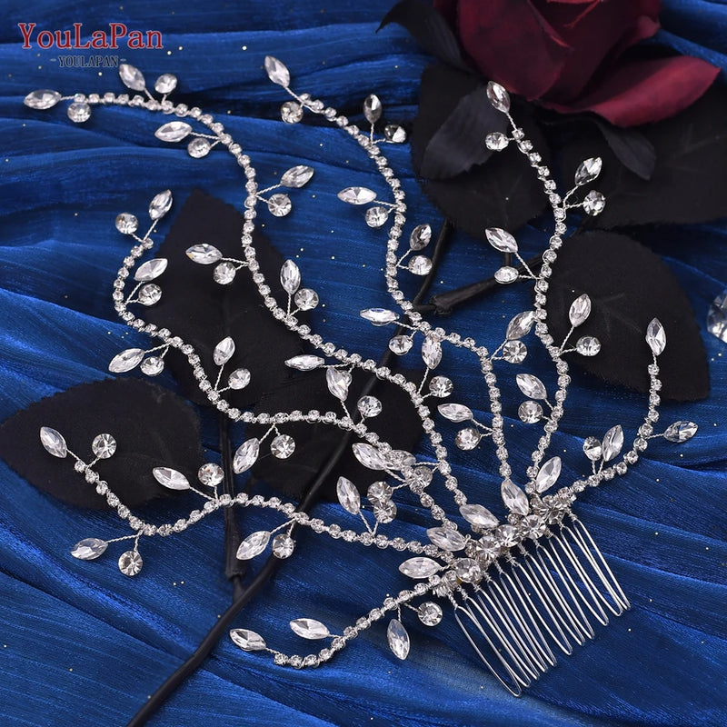 Bridal Tiara Rhinestone Wedding Head Piece Side Comb Hair Accessories