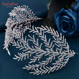 Bridal Hair Pieces Rhinestone Tiara Hairband Leaf Wedding Hair Jewelry