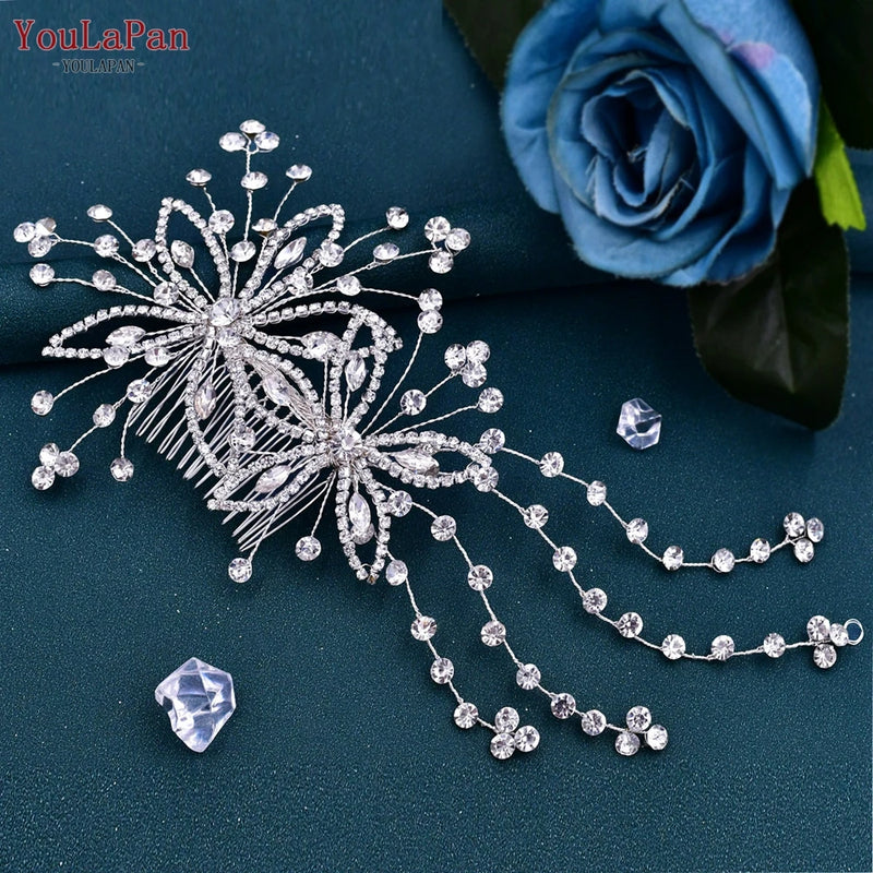 Crystal Flower Bridal Comb Rhinestone Wedding Hair Accessories