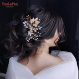 Golden Woman Comb Floral Bridal Headwear Wedding Hairpin