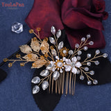 Golden Woman Comb Floral Bridal Headwear Wedding Hairpin