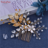 Golden Woman Comb Floral Bridal Headwear Wedding Hairpin