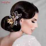Golden Woman Comb Floral Bridal Headwear Wedding Hairpin